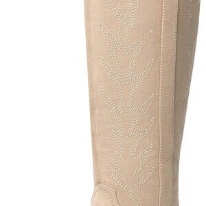 Women's Suede Western Cowboy Boots Embroidered Tall Pointed Toe Low Heel